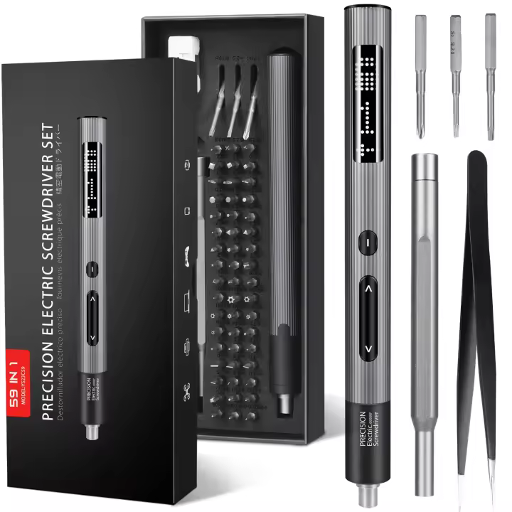 Juego De Destornilladores Eléctricos De Precisión 59 En 1 Con 54 Piezas Magnéticas 3 Ajustes De Torque Luz LED Digital Pantalla Herramienta De Reparación - 1