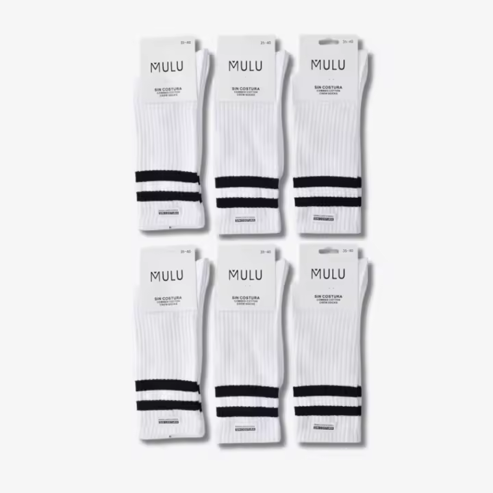 MULU - Pack 6 Pares Calcetines de Algodón Altos de Canalé con Rayas para Hombre - SIN COSTURA - Calcetines de Moda Juvenil - Tallas 35-40 y 40-46 - Calcetines de Alta Calidad 98% Algodón - 1