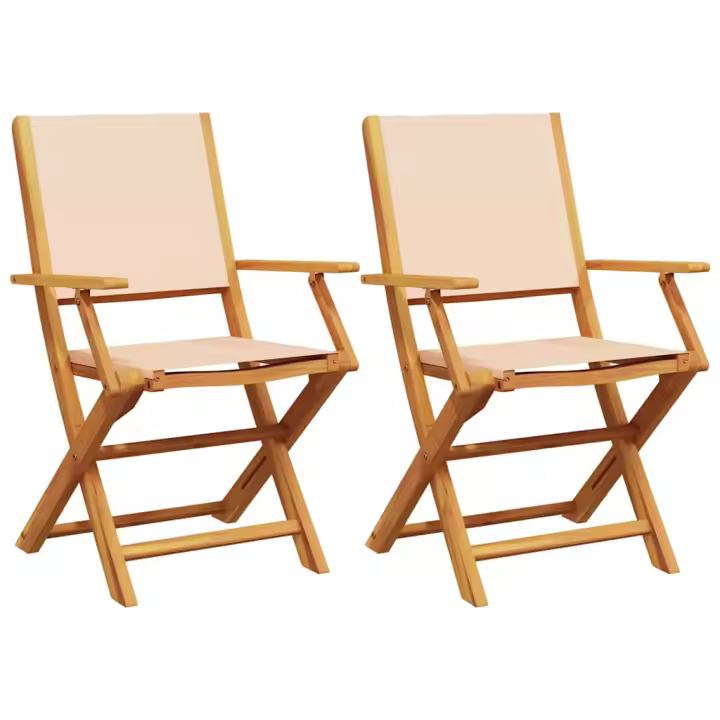 vidaXL Sillas de jardín 2 uds madera maciza acacia y tela beige - 1