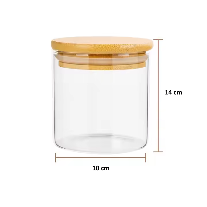 Set de 2-4 Tarros de Vidrio con Tapa de Bambú, Borosilicato Transparente, Resistentes y Herméticos, Tarros de almacenamiento de cristal claro y seguro, ideal para alimentos. Alta calidad y durabilidad. Disponible en 800 ml hasta 1400ml. - 1