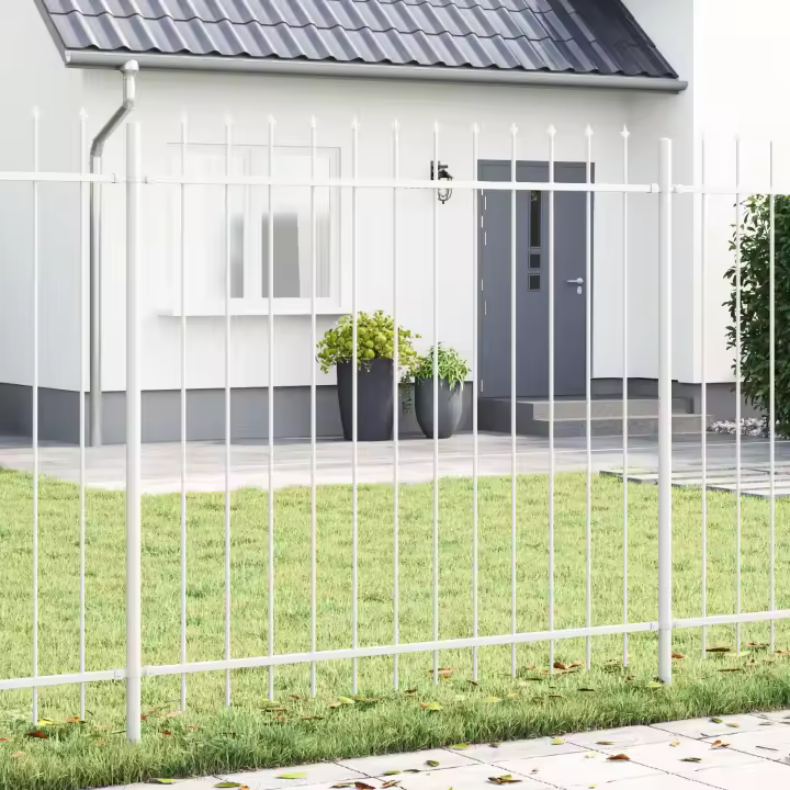 Aceras para jardín vidaXL con cima de lanza blanca 13,6x1,5 m de acero - 1
