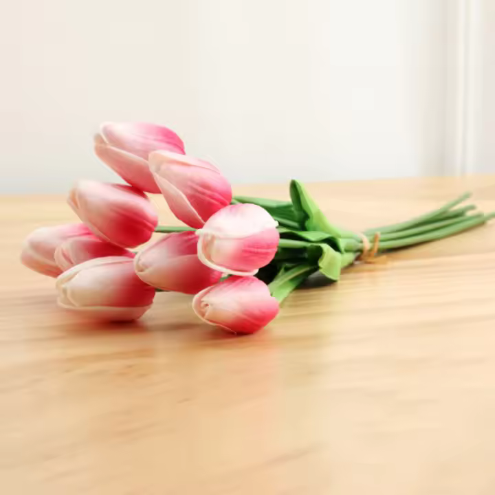 Juego De Flores Artificiales De Tulipán Para Decoración De Hogar Y Bodas Tocan Realidad Buena Vibración Regalo Para Amigo - 1