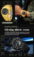 Reloj Electrónico Para Hombre SANDA 3357 Dual Display Multifuncional Resistente Al Agua Con Alarma Y LED De Acero Inoxidable - details 2