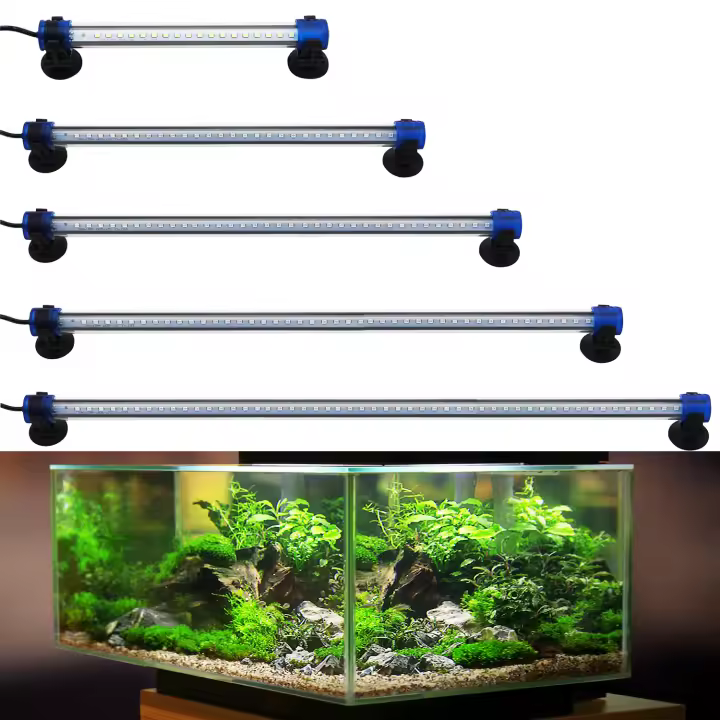Luz Blanca/Azul LED de Acuario Peces Tanque Clip Lámpara Iluminación de Plantas de Acuario con Luz con Diferente Voltaje Longitud - 1