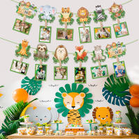 Bandera De Fotografía Mensual De Animal Selvaje Para Primera Cumpleaños Safari Decoración De Fiesta Para Recién Nacidos a 12 Meses - details 3
