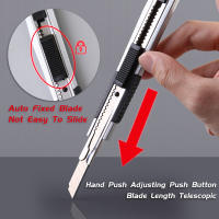 Cuchillo De Utilidad Retráctil De Acero Inoxidable 9mm Para Desempaquetar Corte De Papel Artesanía Carving Para Artistas - details 4