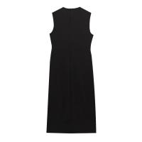 Vestido Midi Elegante De Verano Para Mujer TRAFZA Sin Mangas Con Cinturón Y Abertura En La Frontera Estilo Slim Cierre De Cremallera En La Espalda - details 2