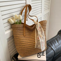 Bolso de mano de gran capacidad para mujer, bolsa de hombro tejida a mano, fresca, Rural, de hierba, de verano - details 13