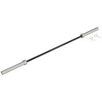 SPORTNOW Barra de Pesas de Acero 180 cm Ø50 mm con 2 Presillas Carga 200 kg Barra Olímpica para los Discos de Ø5 cm Entrenamiento en Gimnasio Casa Negro - details 0