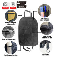 Bolsa organizadora para asiento de coche con múltiples bolsillos – Plegable, fácil de instalar, ideal para viajes largos y organización del automóvil - details 3
