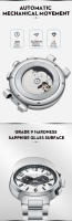 Reloj Mecánico Automático Welly Merck Para Hombre Acero Inoxidable Resistente Al Agua Con Fase De La Luna Y Pantalla Sapphire cristalWM108 - details 3