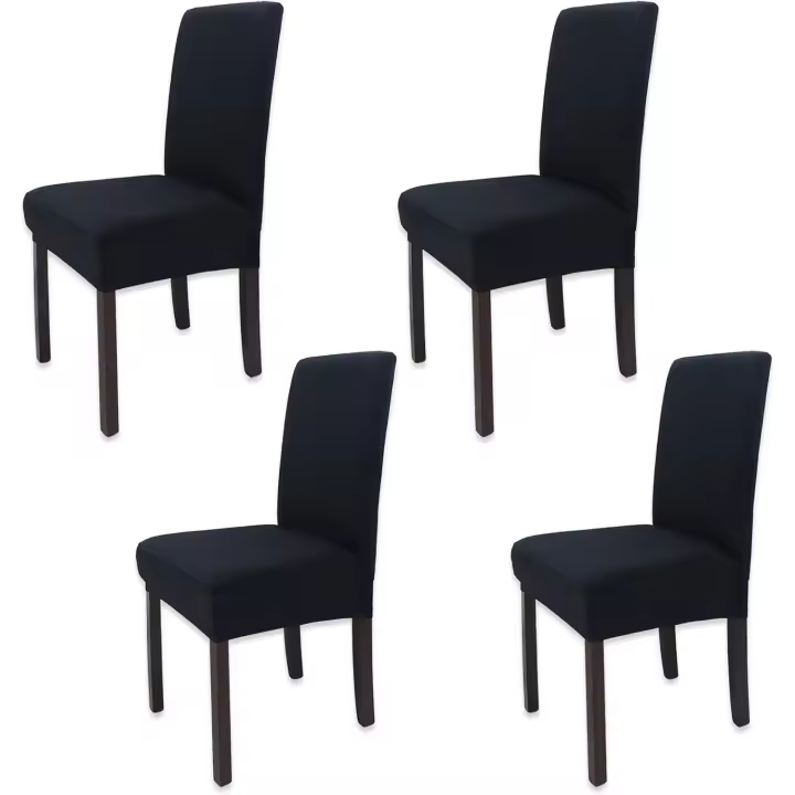 4 piezas de funda de silla elástica moderna, fundas de silla elásticas extraíbles lavables, funda de silla para decoración de habitaciones, hotel y wedg (negro) - 1