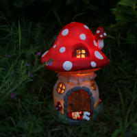 Casa De Mariposa De Setas Con Luz Solar De Resina Para Jardín Patio Césped Entrada Pozo Balcón Ventana Especial G - details 2