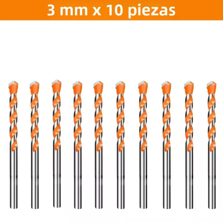 Juego De 10 Piezas De Brocas Para Masonería Para Azulejos Ladrillo Cemento Vidrio Plástico Madera Etc. 3-12mm Brocas De Carburo Herramientas De Perforación - 1