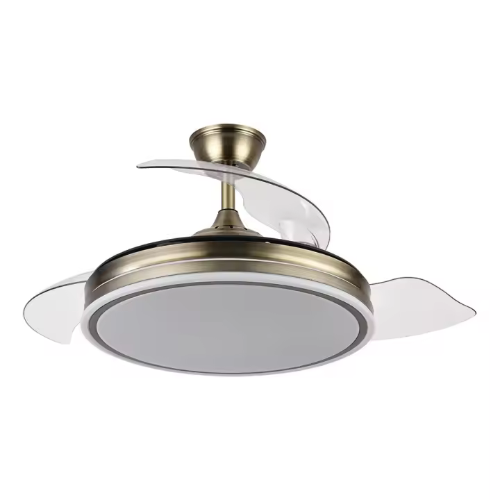 FABRILAMP VENTILADOR BAYOMO 72W 6120LM CUERO 3 ASPAS DESP. 32/47X49/108D.3 COLOR.MOTOR DC.REMOTO Ref. 142591414 - 1