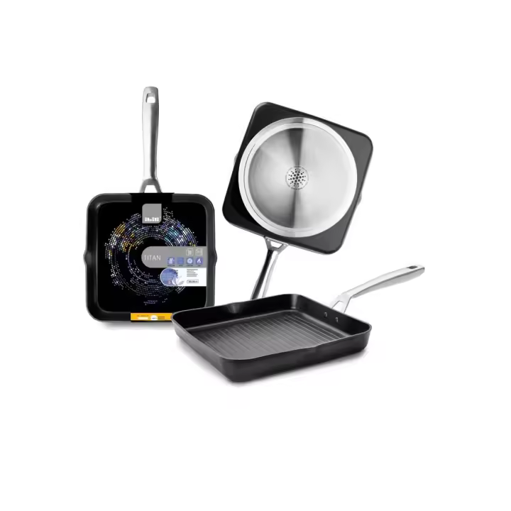 Ibili Sartén Grill con Mango Modelo Titan - Plancha Cuadrada - Apta para todo tipo de Cocinas - 28 cms - 1