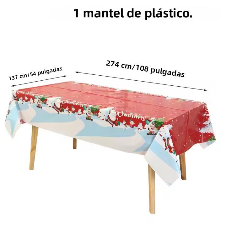 Mantel De Plástico Para Navidad 2024 Decoración De Invierno Para El Hogar Cubierta De Mesa De Navidad Noel Decoración Año Nuevo 2025 Rectangular - 1