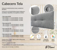 DHOME Cabecero de Polipiel o Tela AQUALINE Pro cabeceros Cabezal tapizado Cama Lujo (Gris Tela) - details 1