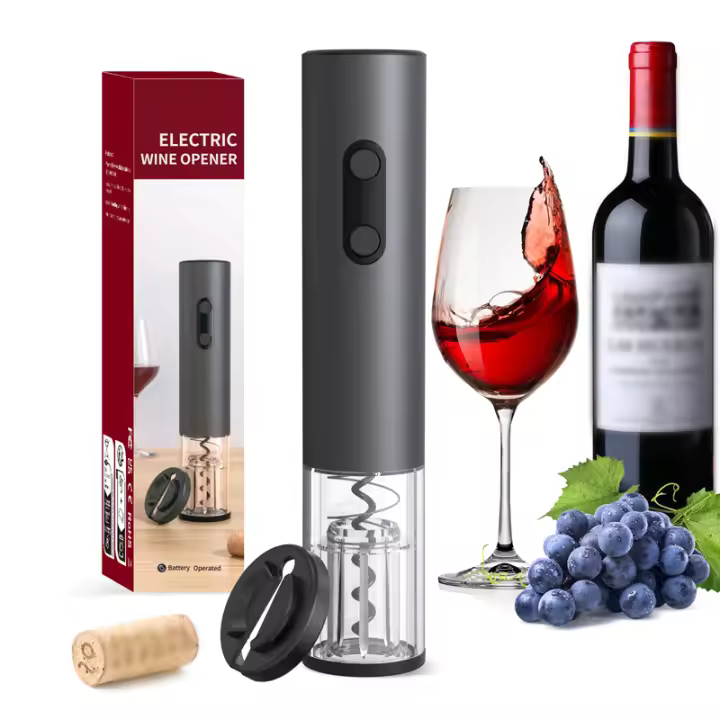 Kit Eléctrico para Abrir Botellas de Vino Kolitong (Caja Regalo Elegante) | Abridor Un Toque + 6 Piezas de Utensilios de Vino | Base Portátil · Inoxidable Profesional · Ideal para Hogar y Fiestas KB1-602302AL - 1