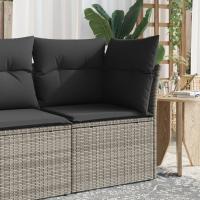 vidaXL Sillón de esquina de jardín con cojines ratán sintético beige en color beige y gris/Marrón/Gris y más | acolchados duraderos para sofás de jardín terraza exterior - details 2