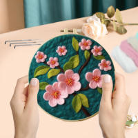 GATYZTORY Pintura De Lana Con Bordado Creativo Flores Marco De Lana Hecho a Mano DIY Decoración Del Hogar Pintura De Agujas - details 2
