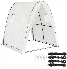 Invernadero de jardín de polietileno de Outsunny, invernadero para balcón, lona reforzada de 140 g/m², estructura de acero, 2 puertas enrollables con cremallera, para verduras, plantas y flores, interior y exterior, 180 x 180 x 200 cm, color blanco - 1