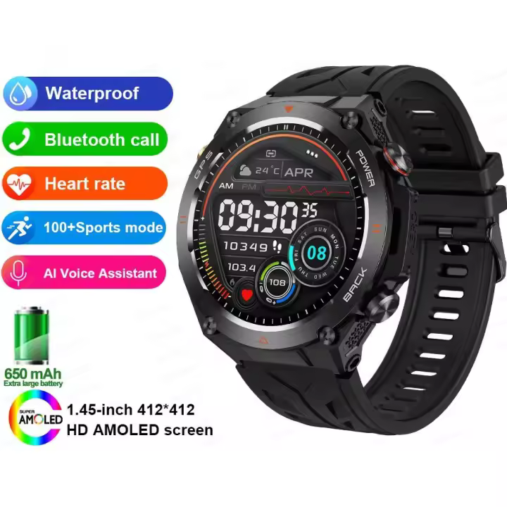 Reloj inteligente para hombre, Bluetooth HD, NFC GPS 400 mAh, compatible con Android e iOS - 1