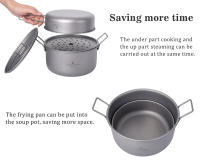Juego De Cocina Para Camping Boundless Voyage Sartén Multifuncional De Titanio Con Vaporizador Y Olla Para Sopa Ti2057C Kit De Comedor Exterior - details 2