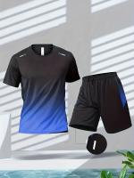 Conjunto De Entrenamiento De Baloncesto Para Hombres Verano Camiseta De Manga Corta Gradiente Y Shorts De Secado Rápido 2 Piezas - details 1