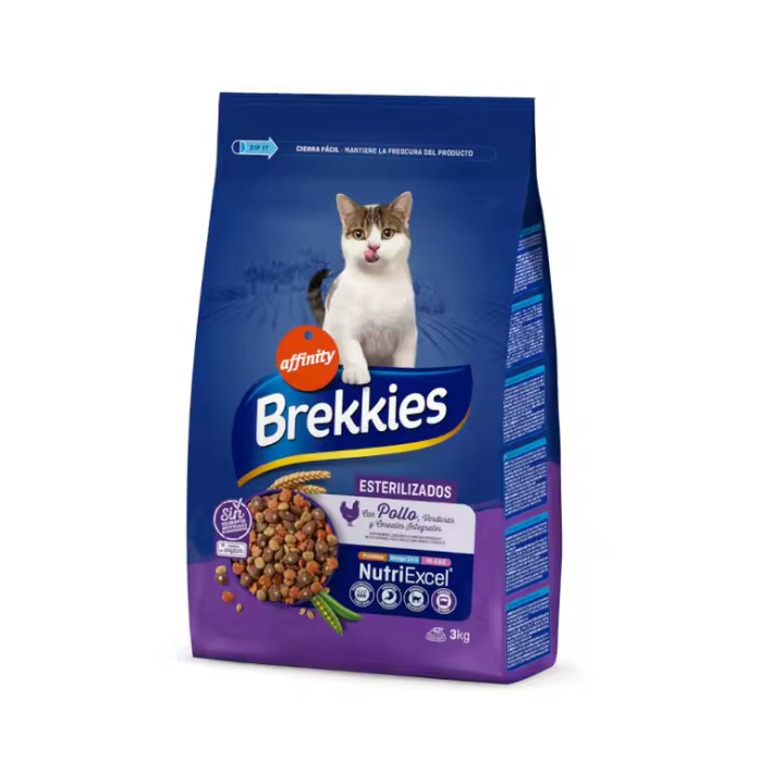 Brekkies Pienso para Gatos Esterilizados con Pollo y Verduras 3kg - Alimentación Seca para Gato - 1