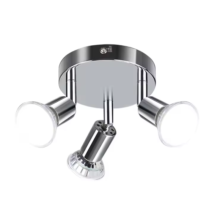 PORCHEDDU Plafón de baño con iluminación LED Plafón de baño cromada 3 Focos orientables IP44 GU10 Azul CTD. ro - 1