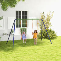 Outsunny Columpio Infantil Columpio para Niños de 3-8 Años con 2 Sillas Resistente a los Rayos UV y Soporte de Metal Carga 90 kg para Patio Jardín Multicolor - details 1