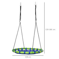 Outsunny Columpio Infantil Nido con Altura Ajustable Columpio Redondo de Árbol para Niños de 3-8 Años Carga 150 kg para Exterior Ø100x120-180 cm Azul - details 2