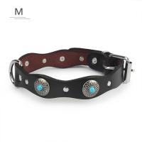 Collar De Cuero Genuino Retro Para Perros Grandes Con Patrón De Flores Y Cuentas Verdes Rojas Collar Básico Étnico Para Mascotas - details 9