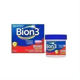 BION 3 DEFENSE JUNIOR 30 COMPRIMIDOS MASTICABLES SABOR FRAMBUESA PK - 1