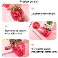 Botella De Agua Con Pajita De Plástico Multicolor Fruta De Dibujos Animados Regalo Sandía Limón Fresa Piña Deporte Y Salud - details 1