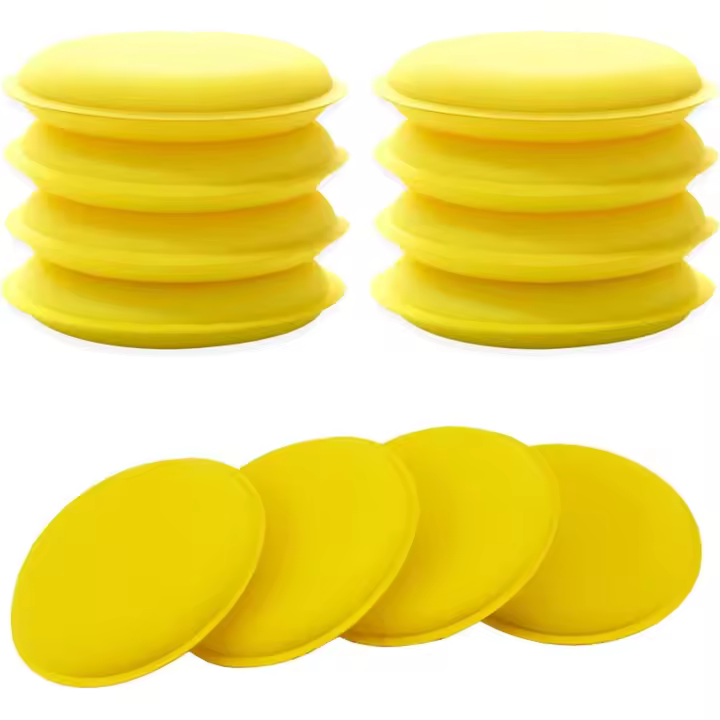Esponja para pulir automóviles, 12 almohadillas aplicadoras de cera para automóviles Almohadillas para pulir de microfibra para limpiar el vidrio del automóvil del vehículo (amarillo) - 1