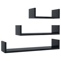 vidaXL Estantes de pared 3 piezas madera contrachapada Blanco, Negro, Gris Mueble Almacenaje Estantería para Oficina, Estudio, Dormitorio Estantería/Librería/ mueble de Almacenamiento - details 9