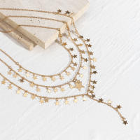 IngeSight.Z Punk Multicapa Estrella Collar Con Colgantes Largo De Cadena Para Mujer Color Oro Encantos Conjunto Joyería - details 14