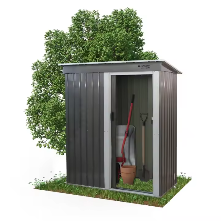 Cobertizo para jardín Mobiclinic Resistente Techo Inclinado Puerta Corredera Con Cerradura Estructura Robusta Nomi - 1