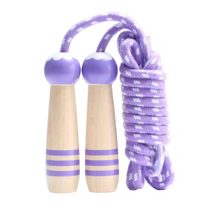 Cuerda de Salto para niños, Cuerda de Salto de Algodón ajustable de 7 pies with Mango de Madera para niños y niños Fitness ejercicio at Aire Libre - 1