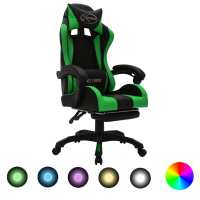 vidaXL Silla gaming con luces LED RGB cuero sintético en color Dorado y negro/Blanco/Azul y negro y más | cómodas modernas ergonómicas para comedor cocina salón hogar - details 6