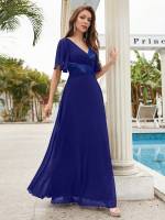 Vestido De Novia Sastre Unithorse Elegante Con Encaje Y Mariposa En Manga Chiffon Para Damas De Honor V-Neck Largo Al Piso - details 68