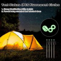 Juego De Palos De Tenda De Metal De Alta Resistencia Con Anillos De Silicona Fluorescente Para Camping En Roca Bolsa Especial - details 3