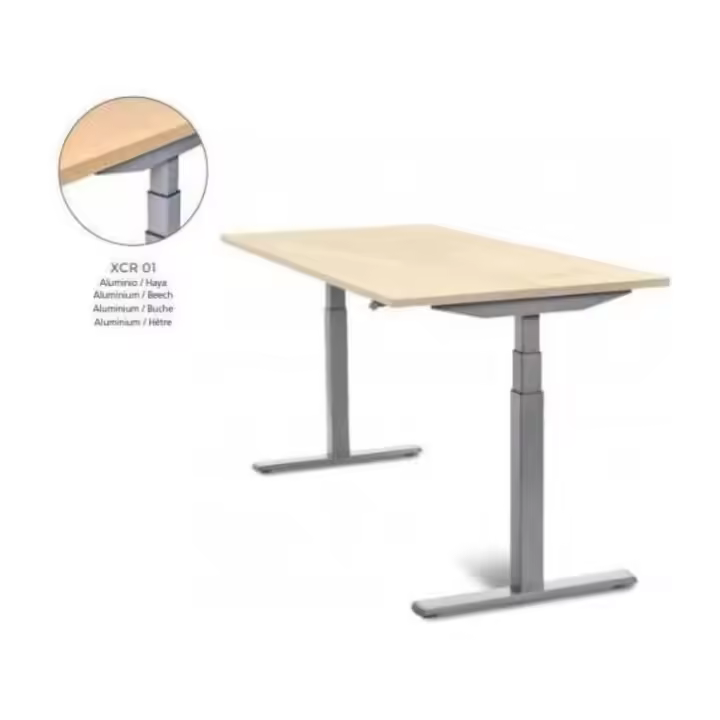 MESA DE ROCADA REGULABLE EN ALTURA ELECTRICAMENTE E-TABLE 160X80CM COLOR HAYA - 1