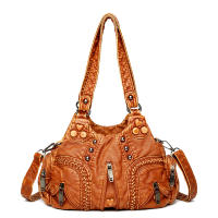 Bolso De Hombro Vintage Yogodlns Para Mujer En Cuero PU Suave Gran Capacidad Bolso De Mano Moda Con Manija De Color Stitching - details 20