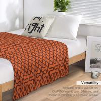 Manta De Terciopelo Coral Con Patrón De Arrugas Naranja Y Negro Manta Delgada Para Adultos Estilo Americano Para Viajes Y Hogar - details 5