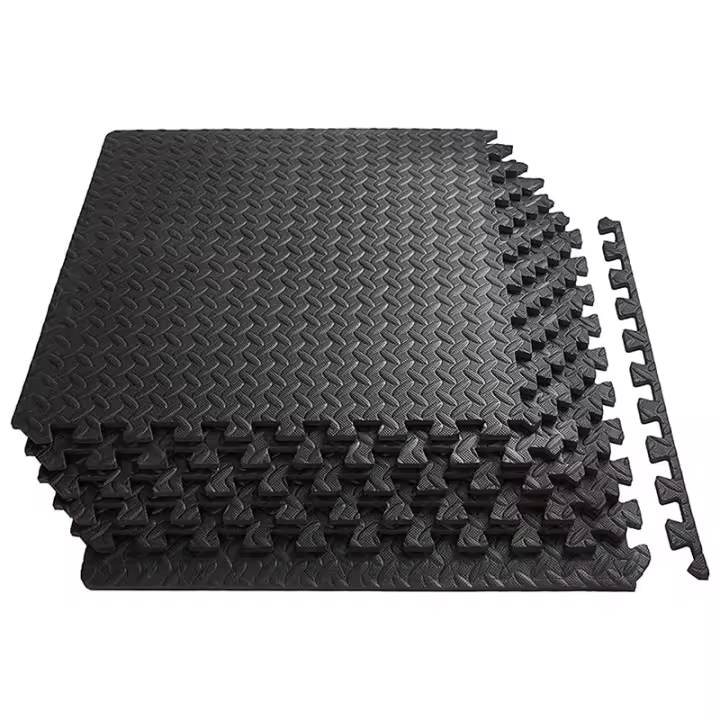 Fitness Puzzle para Suelos de Gimnasio 12mm 18PCS Set de Protección Goma Espuma Losas Caucho para Máquinas de Deporte, Alfombrilla Protector Expandible Tatami Tapiz Alfombra Colchonetas Pesas Gym - 1