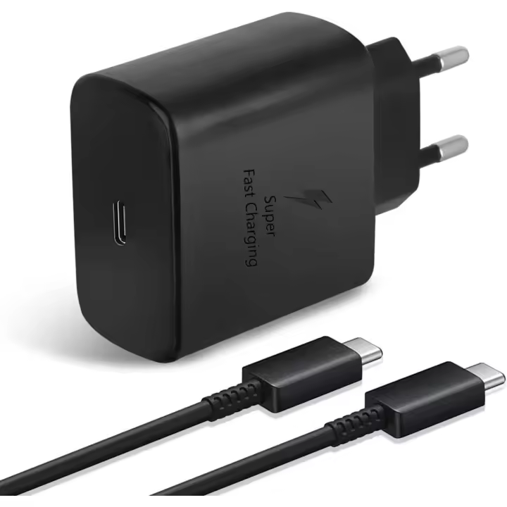 Cargador Rápido USB-C 45W para Samsung Galaxy: S22, S22+, S22 Ultra, S21, S21+, S20 Plus 5G, Note 10+, Note 10 Plus/20/9, Tab S8, S8+, S7 + Ultra, con Cable Carga Tipo C 1m - Carga Rápida 3 Veces Más Rápido，Con el protocolo USB C PD, ofrece 45 W - 1