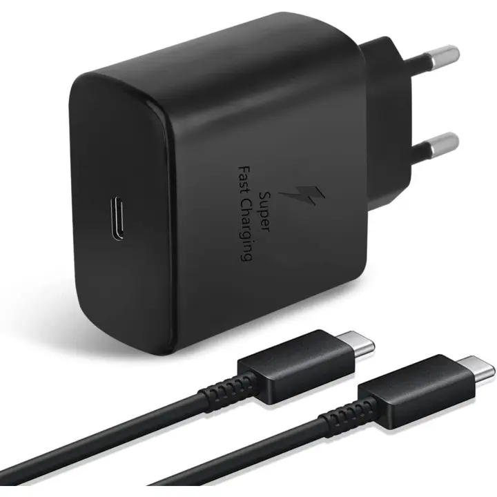 Cargador Rápido USB-C 45W para Samsung Galaxy: S22, S22+, S22 Ultra, S21, S21+, S20 Plus 5G, Note 10+, Note 10 Plus/20/9, Tab S8, S8+, S7 + Ultra, con Cable Carga Tipo C 1m - Carga Rápida 3 Veces Más Rápido，Con el protocolo USB C PD, ofrece 45 W - 1